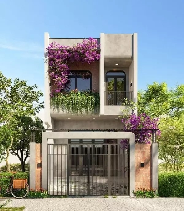 cách phối màu gạch ốp tường mặt tiền