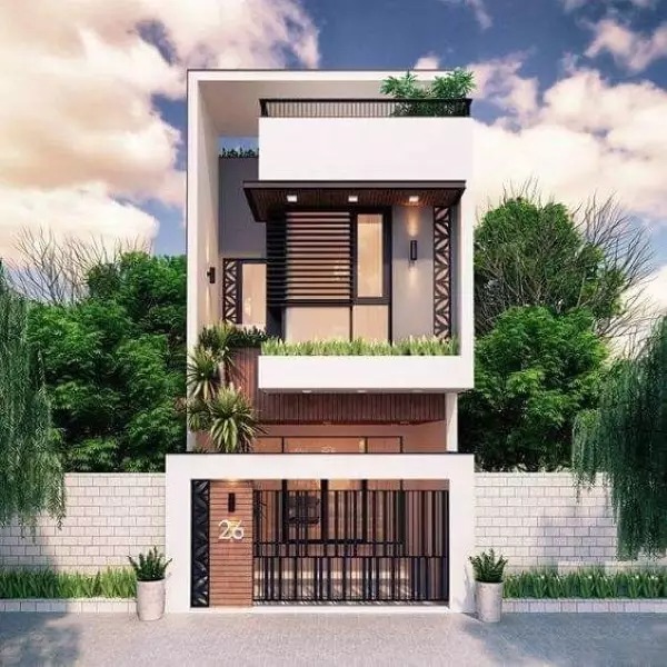 cách phối màu gạch ốp tường mặt tiền