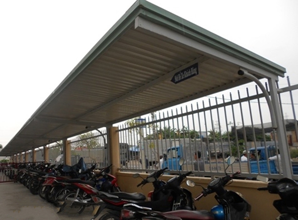khung kèo thép nhẹ mái che bãi xe