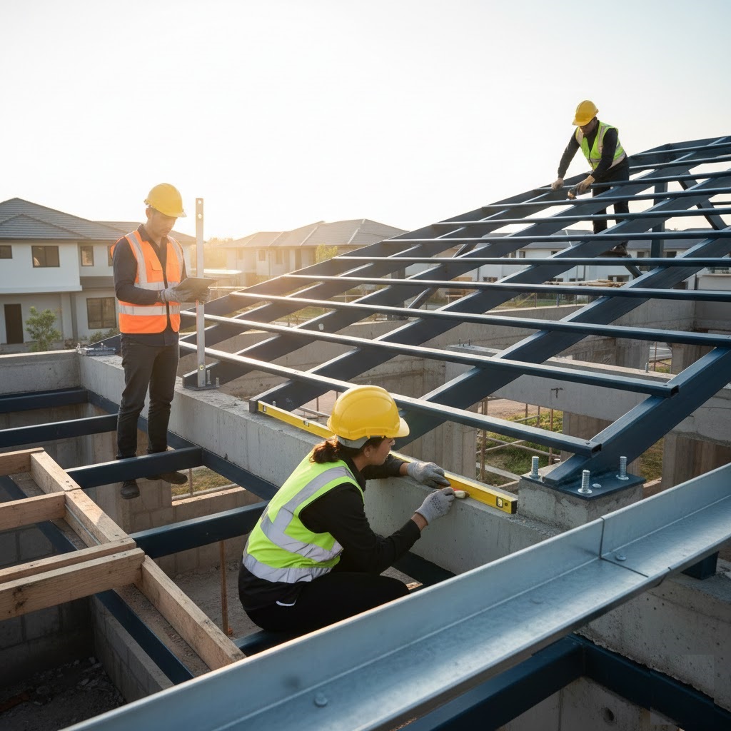 Kiểm tra khung kèo trước khi lợp ngói