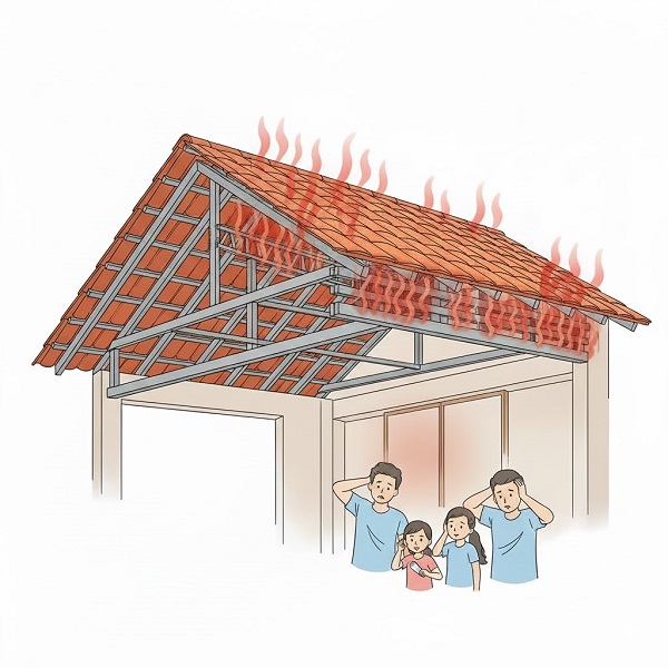 nhà mái ngói bị nóng dù đã có khung kèo thép