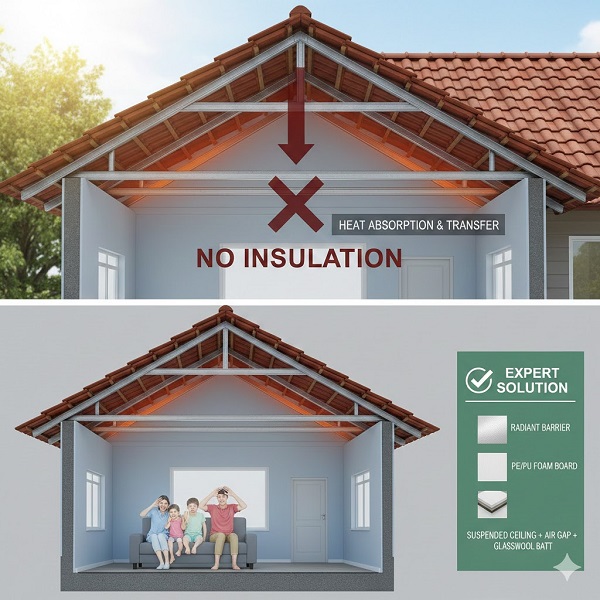 nhà mái ngói bị nóng dù đã có khung kèo thép